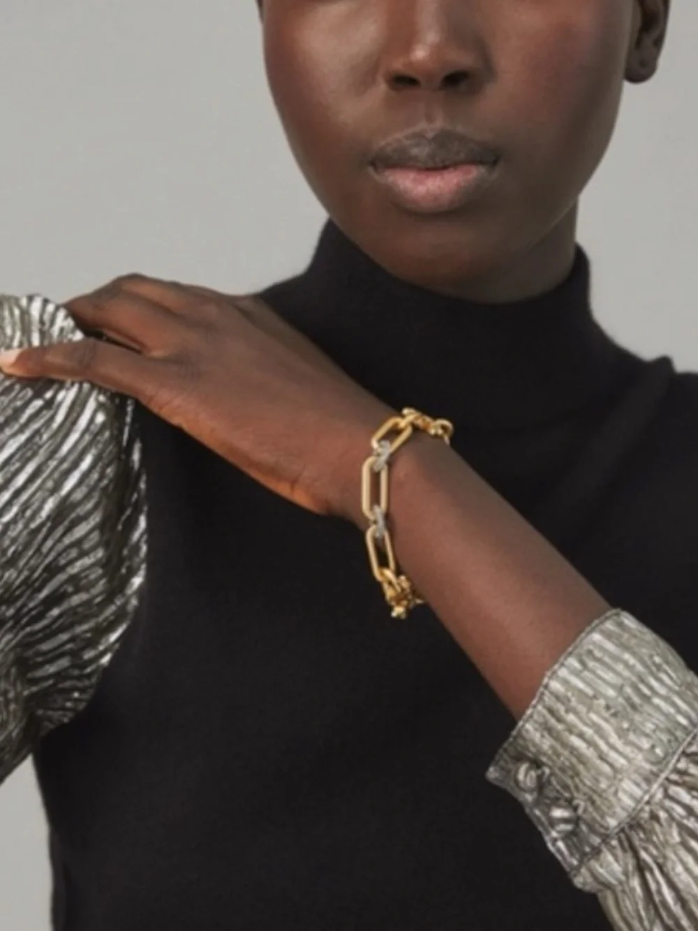 Tory Burch Gold-tone Pave Diamond Kira Link Charm Bracelet NEW $149